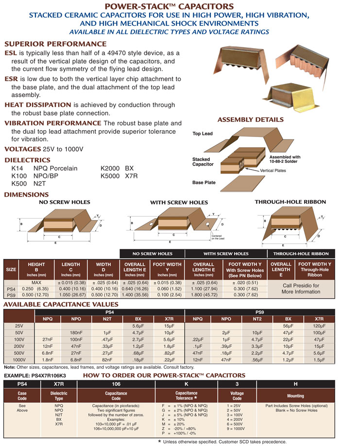 Power stack capacitors